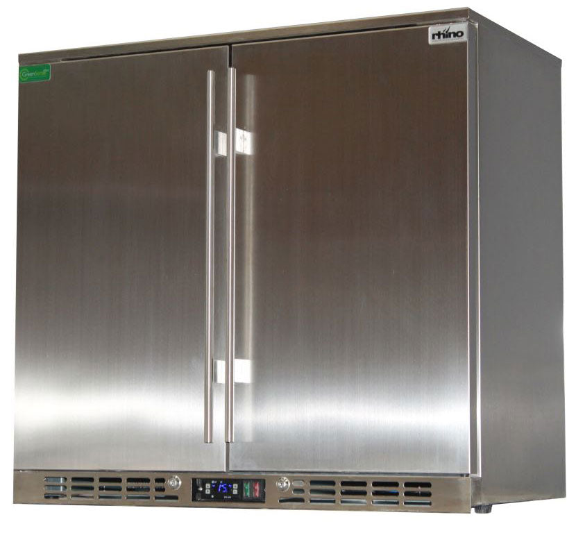 Rhino solid stainless bar fridge 208L, front view