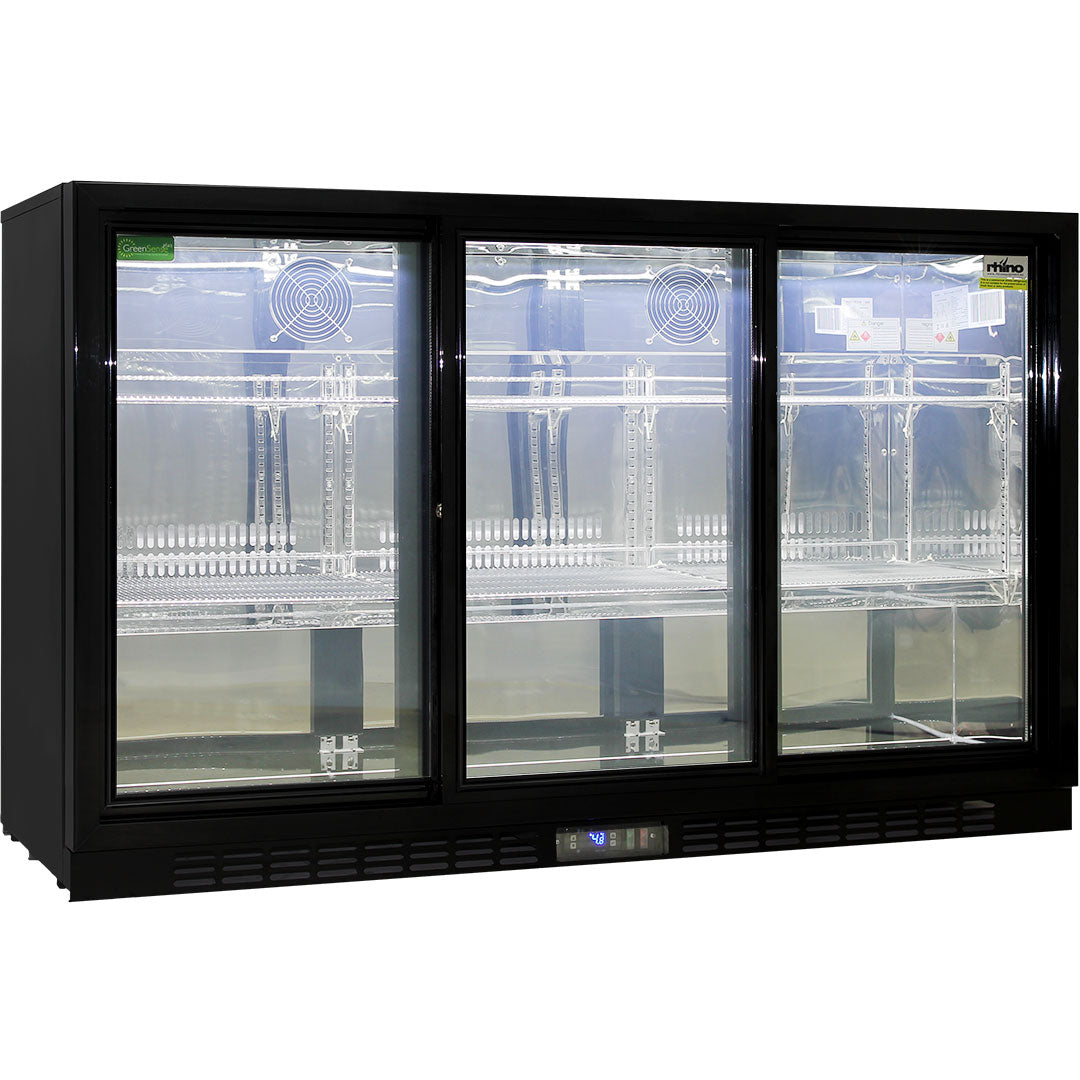 Rhino sliding glass door bar fridge 330L, front view