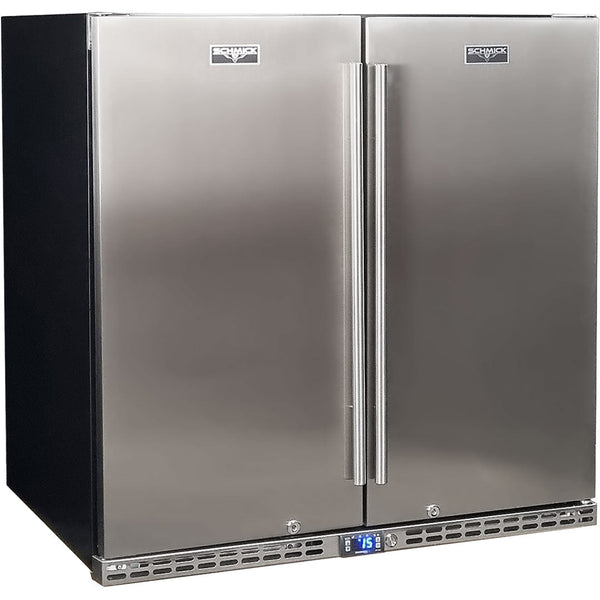 Schmick twin-door solid door bar fridge 274L, front view