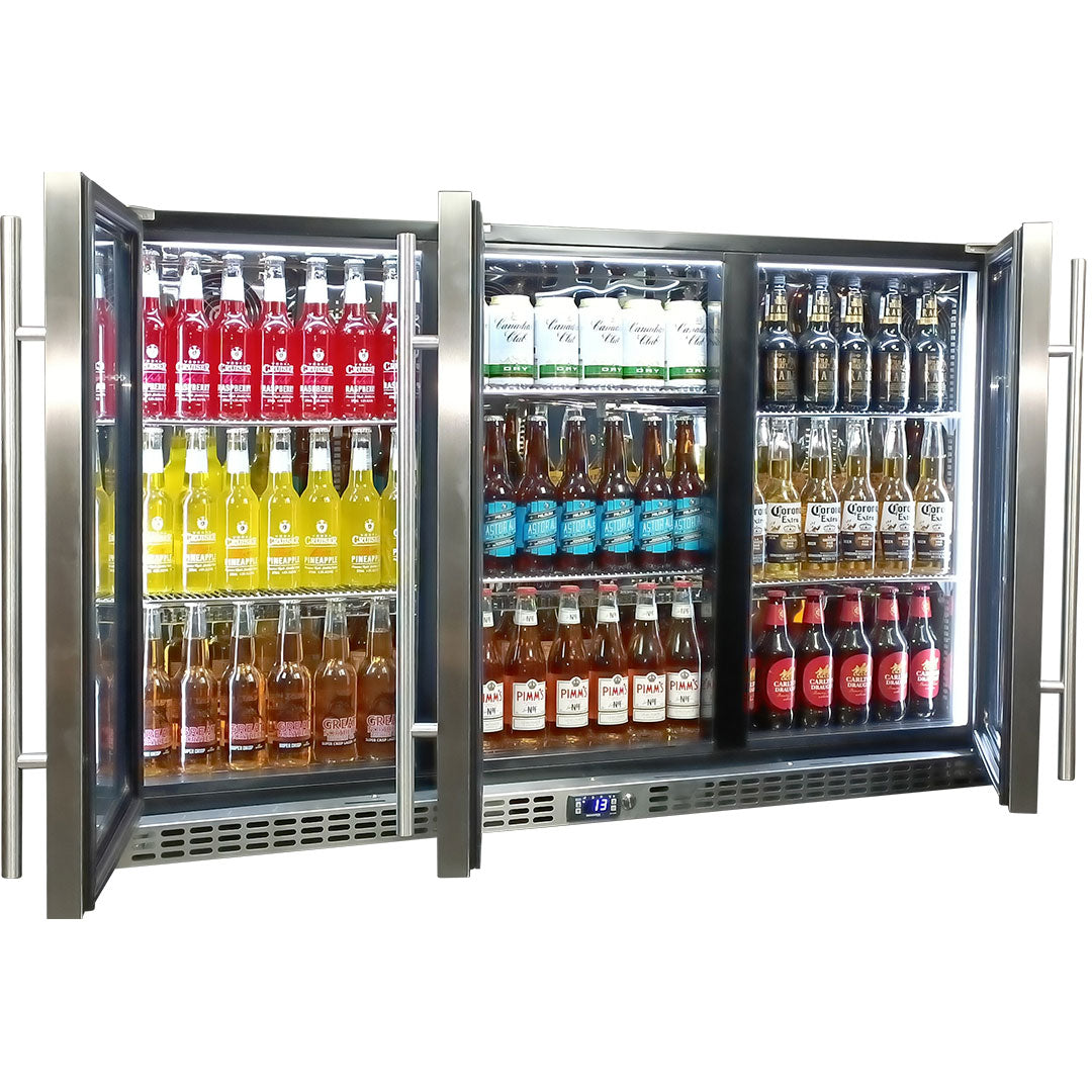 Schmick 3-door bar fridge, mirror-finish interior