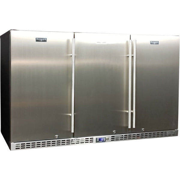 Schmick 3-door solid door bar fridge 399L, front view