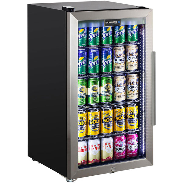 Schmick stainless triple glazed bar fridge 98 litre, front view