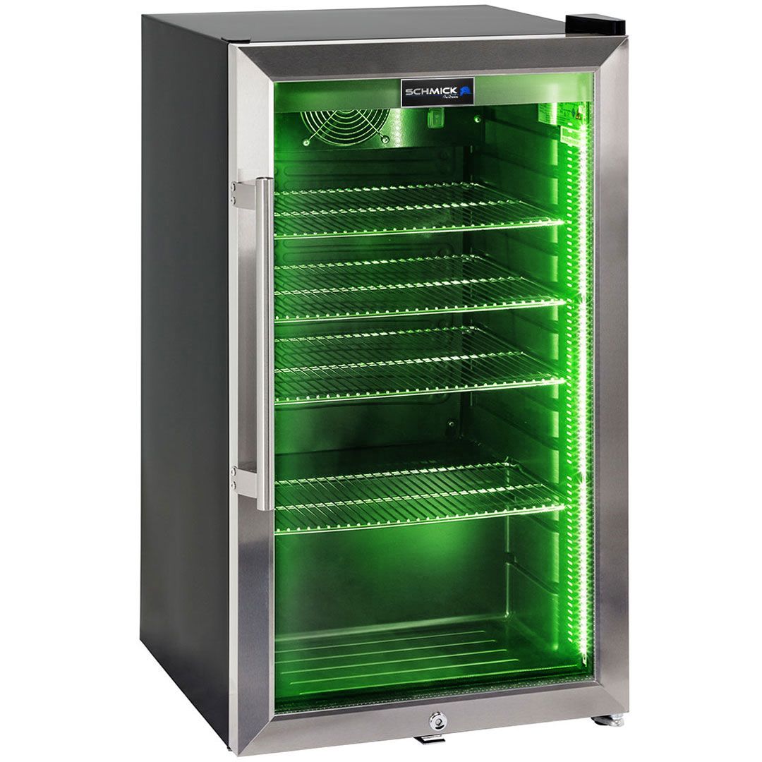 Schmick Ned Kelly bar fridge, green LED colour option