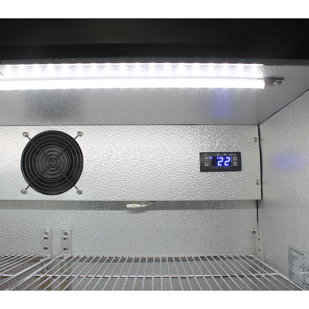 Schmick stainless steel twin-door bar fridge, white LED interior lighting