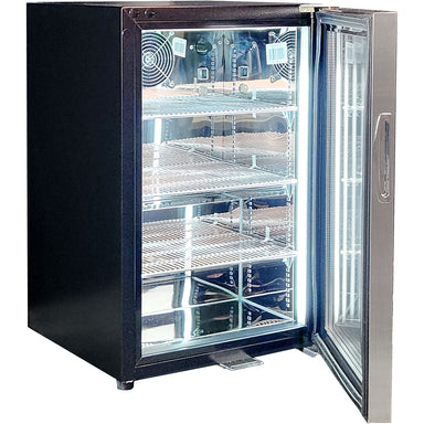 Schmick triple-glazed bar fridge, polished mirror stainless interior