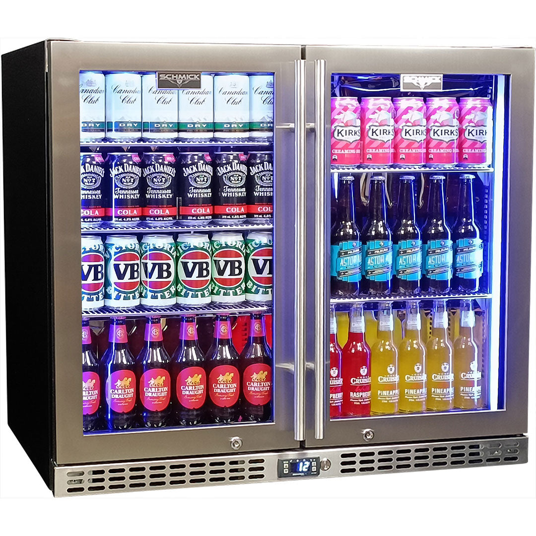 Schmick twin-door bar fridge, classy long bar handles