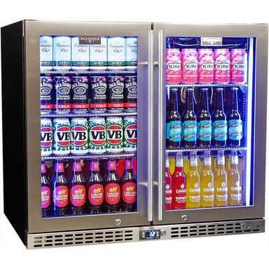Schmick twin-door bar fridge, classy long bar handles