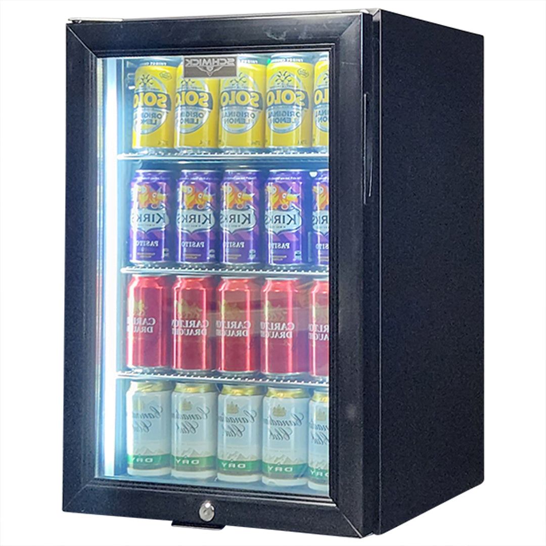 Schmick triple-glazed bar fridge, all-black finish, left hinge
