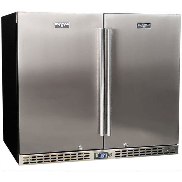 Schmick SK206-SD twin-door solid bar fridge, closed stainless steel doors with locks