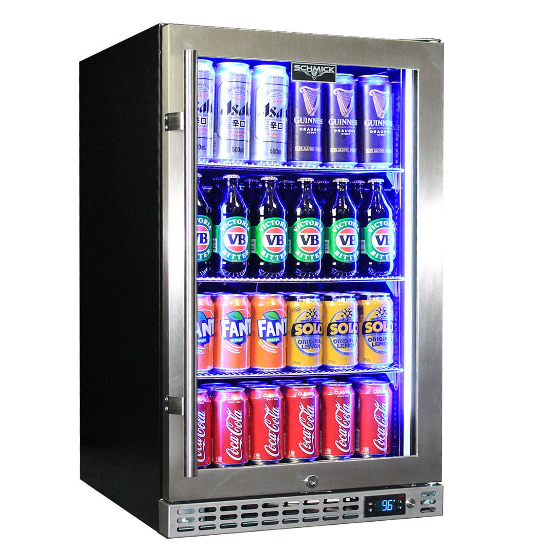 Schmick front-venting bar fridge, polished stainless interior