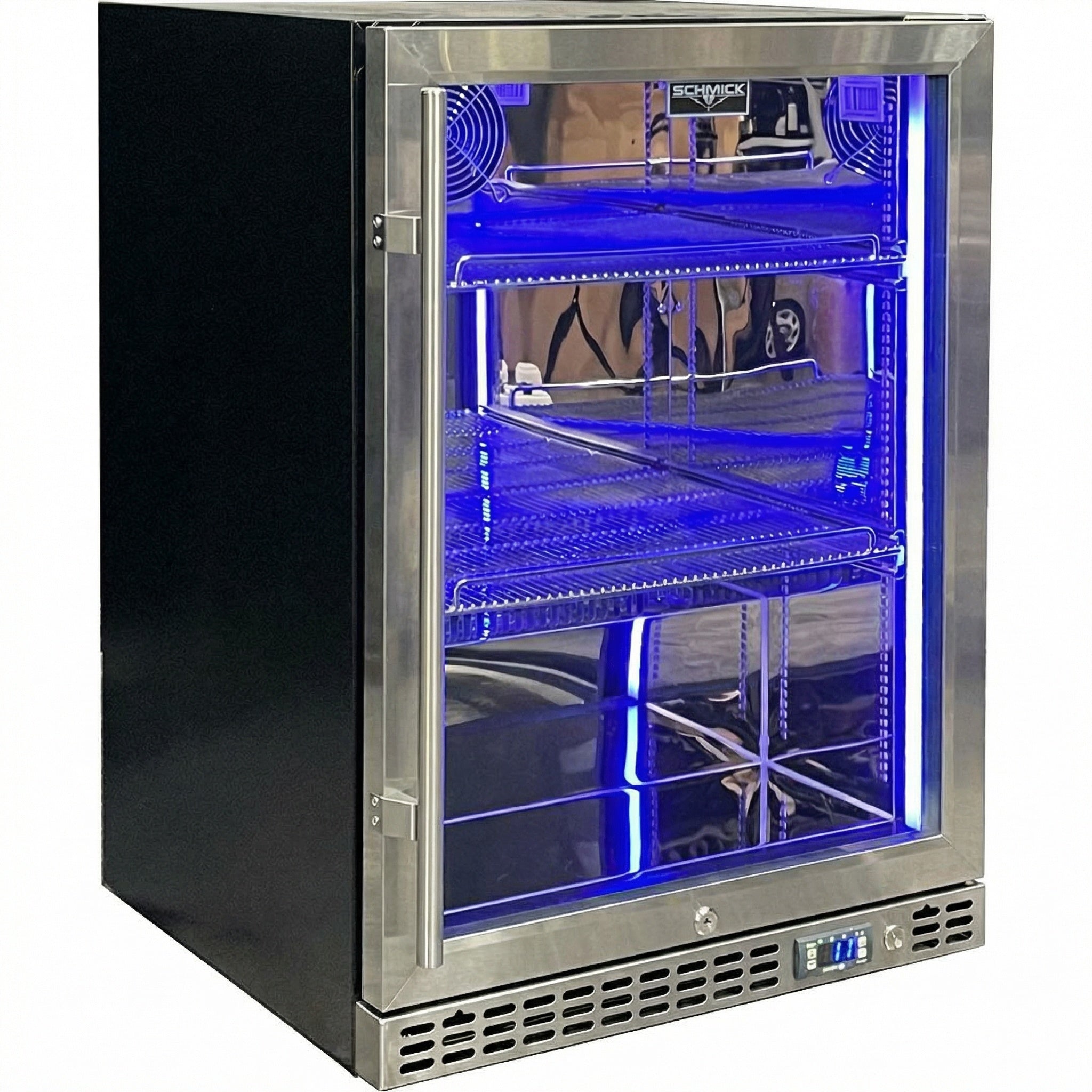 Schmick slide-out front-venting bar fridge, slide-out shelving