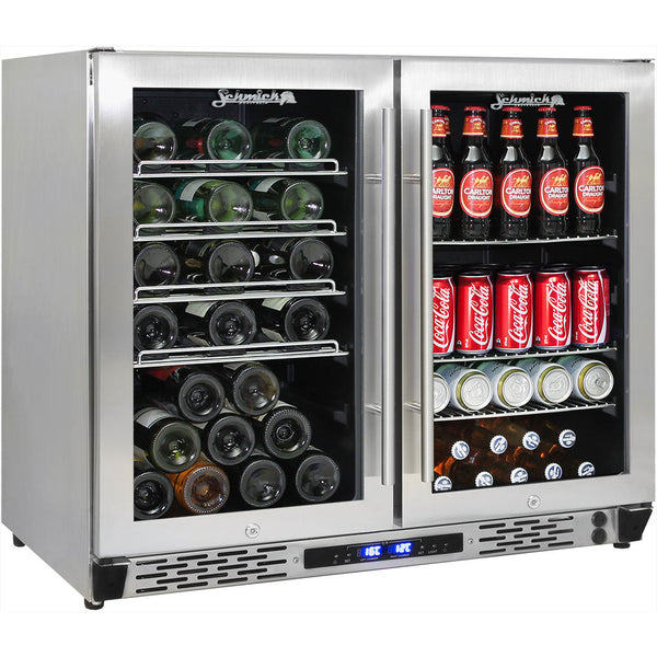 Schmick twin-zone beer and wine bar fridge, 190 litre, front view