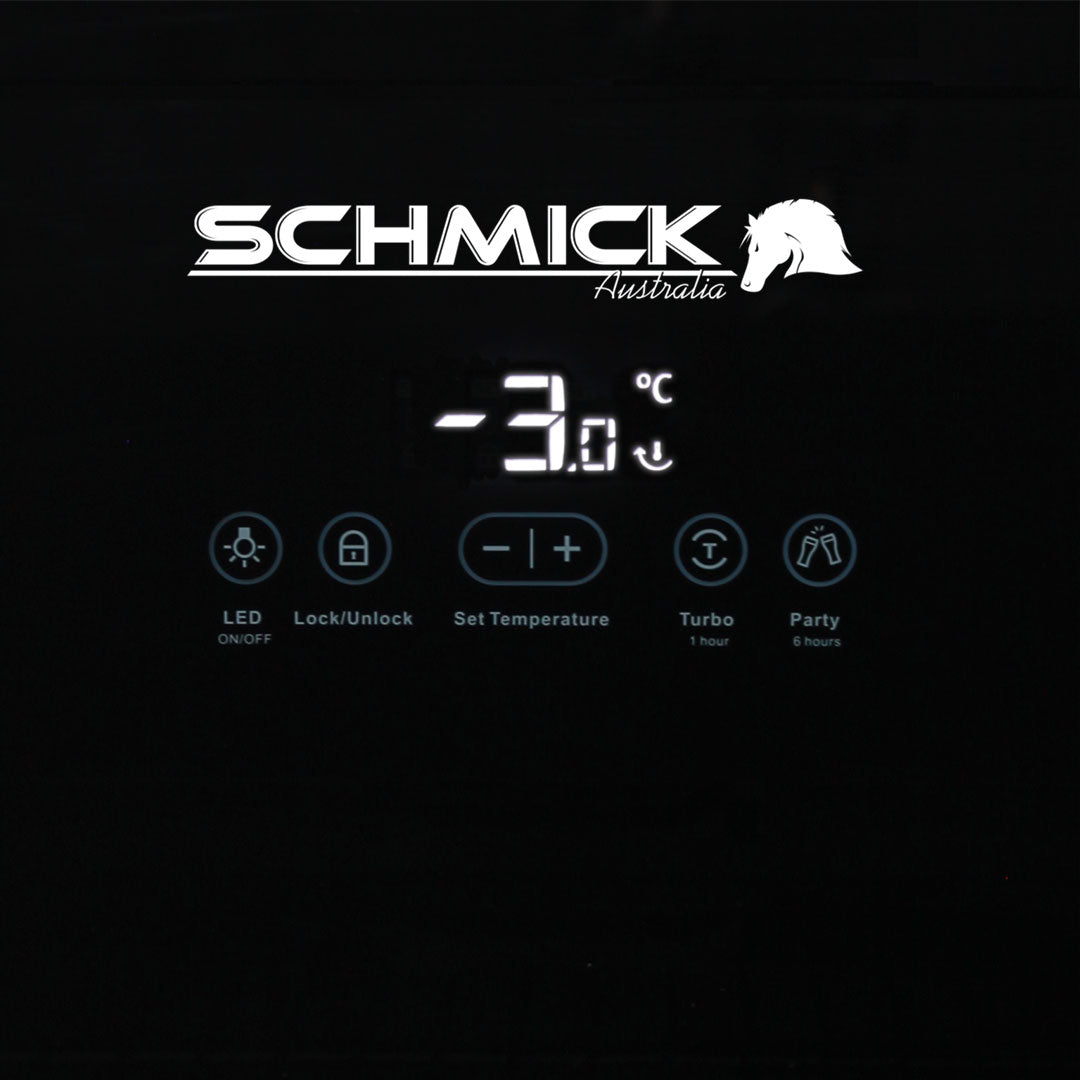 Schmick Under Zero 108L bar fridge, side view