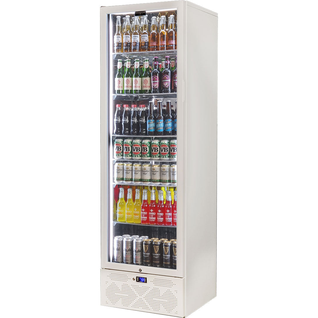 Schmick upright bar fridge 440L, white, front view