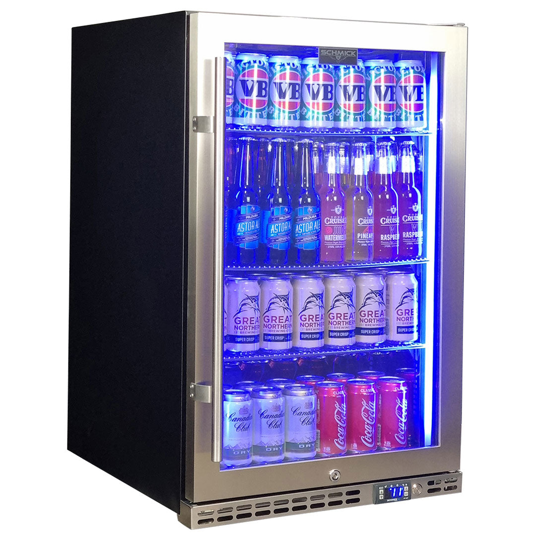 Schmick front-venting bar fridge, switchable blue or white LED lighting