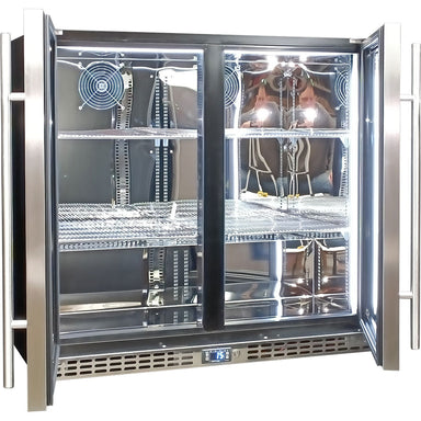Schmick twin-door bar fridge, classy long bar handles
