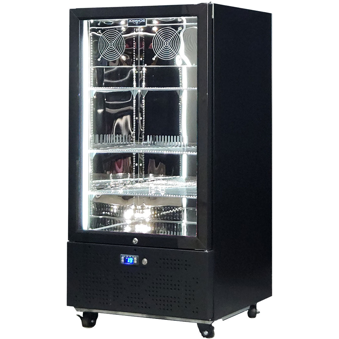 Schmick upright bar fridge 219L, right hinge, side view