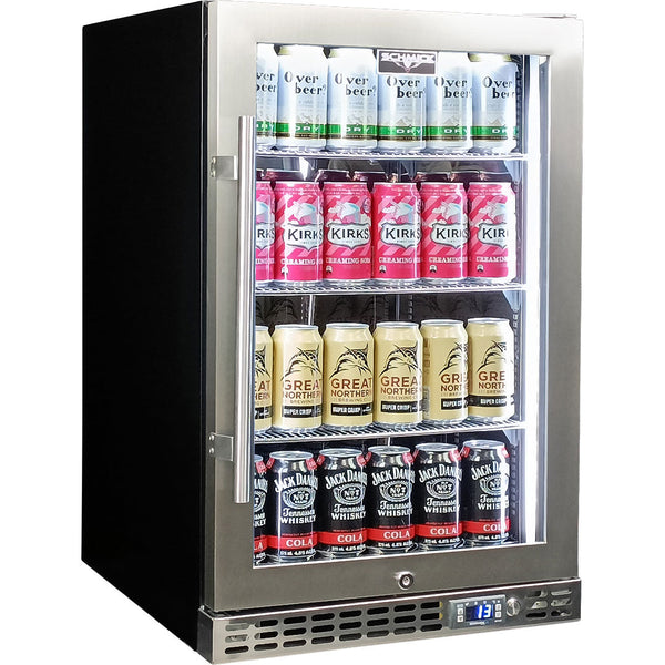 Schmick front-venting bar fridge 132 cans, stainless finish, front view