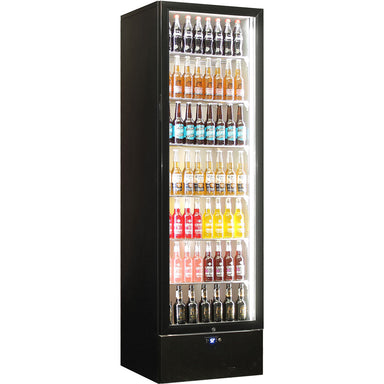 Schmick upright bar fridge 440L, black, front view