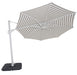 Solstice cantilever umbrella, 350cm Octagonal, White frame, Taupe Stripe canopy, tilted