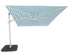 Solstice cantilever umbrella, 300cm Square, White frame, Aqua Stripe canopy, tilted