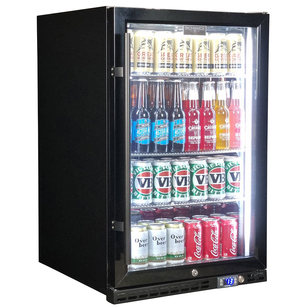 Schmick front-venting bar fridge 175 cans, black colour, front view