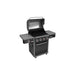 Coleman Revolution 4 Burner barbecue with the hood open showing the hotplate, grill grate and side burner