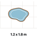 DIY Backyard Pond Kit at 1.2 x 1.8 m, drawn as a free form pond to the same scale as the other two sizes