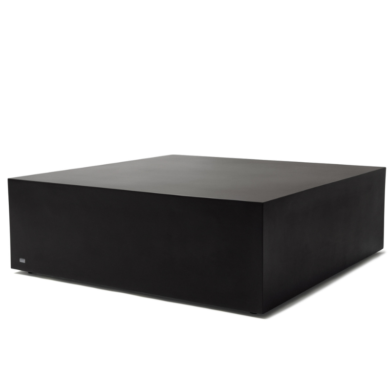 Bloc 40 square concrete coffee table by Blinde Design in graphite finish with clean minimalist block design