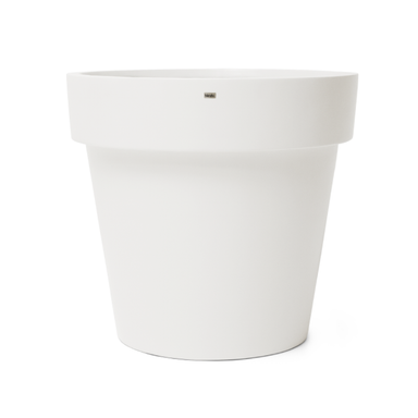 Blinde Design Classic 100 concrete planter in bone white finish with wide rim and tapered modern shape