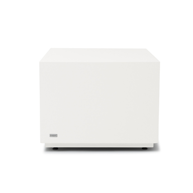 Cube 24 square concrete coffee table by Blinde Design in bone white finish with simple cube profile