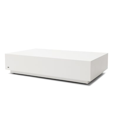 Dash 50 rectangular concrete coffee table by Blinde Design in bone white finish with minimalist block design.