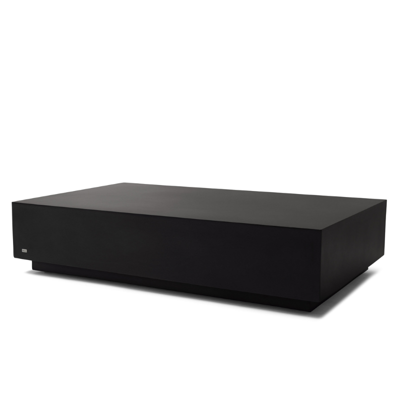 Dash 50 rectangular concrete coffee table by Blinde Design in graphite finish with clean geometric form.