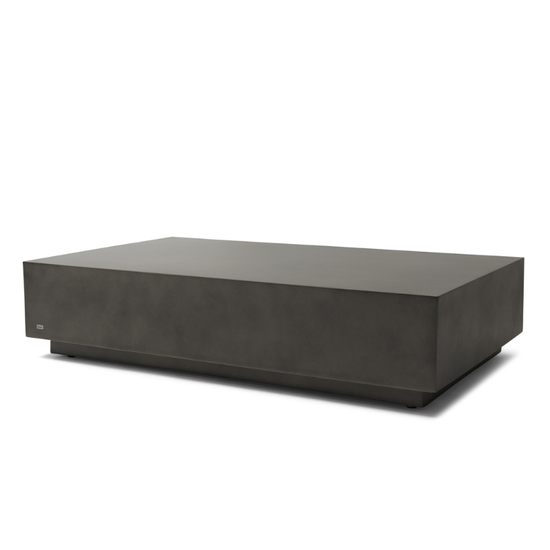 Dash 50 rectangular concrete coffee table in natural finish with minimalist low-profile design.