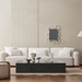 Move 65 rectangular concrete coffee table styled in a contemporary living room with sofa and decor