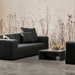 Niche 50 concrete coffee table styled in a modern living room with contemporary lounge seating