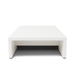 Niche 50 rectangular concrete coffee table in bone white finish showing open shelf base