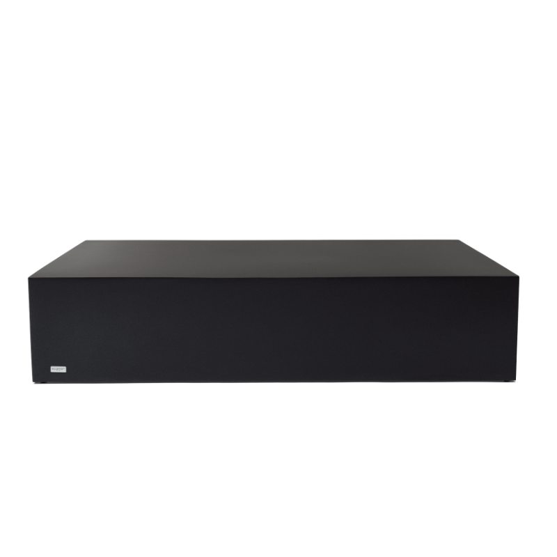 Low profile view of the Niche 50 concrete coffee table in graphite finish