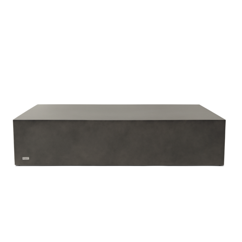 Low profile view of the Niche 50 concrete coffee table in natural finish