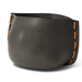 Blinde Stitch 125 brown concrete planter with orange stitched accent detail
