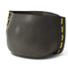 Blinde Stitch 125 brown concrete planter with yellow stitched accent detail
