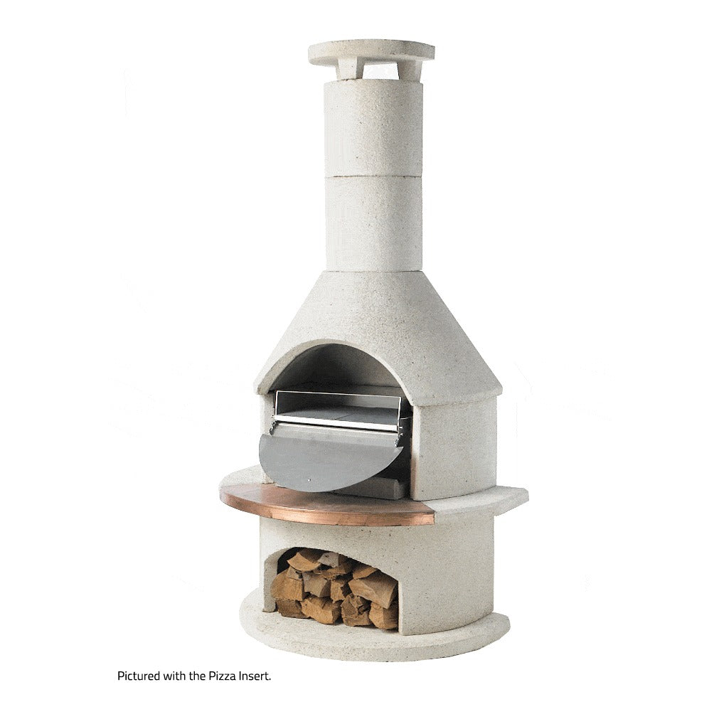 Buschbeck Rondo pizza oven insert door open showing the stone base