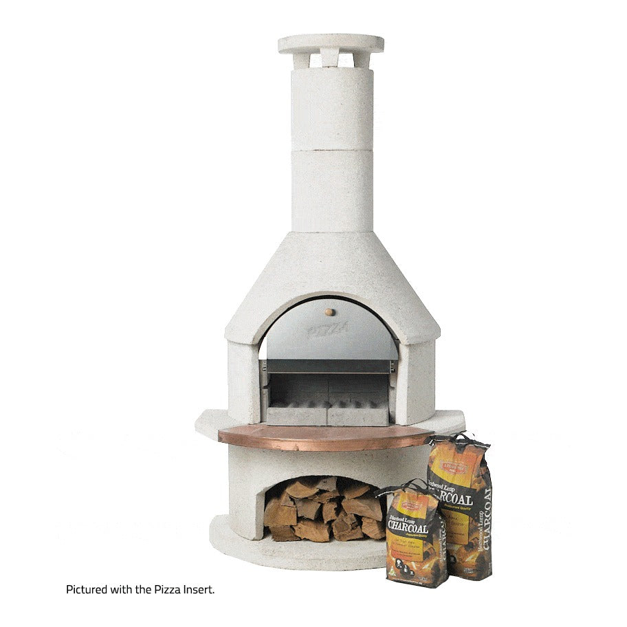 Buschbeck Rondo pizza insert installed, ready to bake wood fired pizza