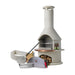 Buschbeck Rondo 3-in-1 outdoor fireplace, BBQ and pizza oven kit in White with pizza oven door, base extension, pizza peels and cutter
