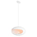 Cocoon Aeris Hanging Bioethanol Fireplace in matt white on the angled pole, studio shot