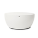 Curv 30 round coffee table by Blinde Design in matte white finish with minimalist curved shape