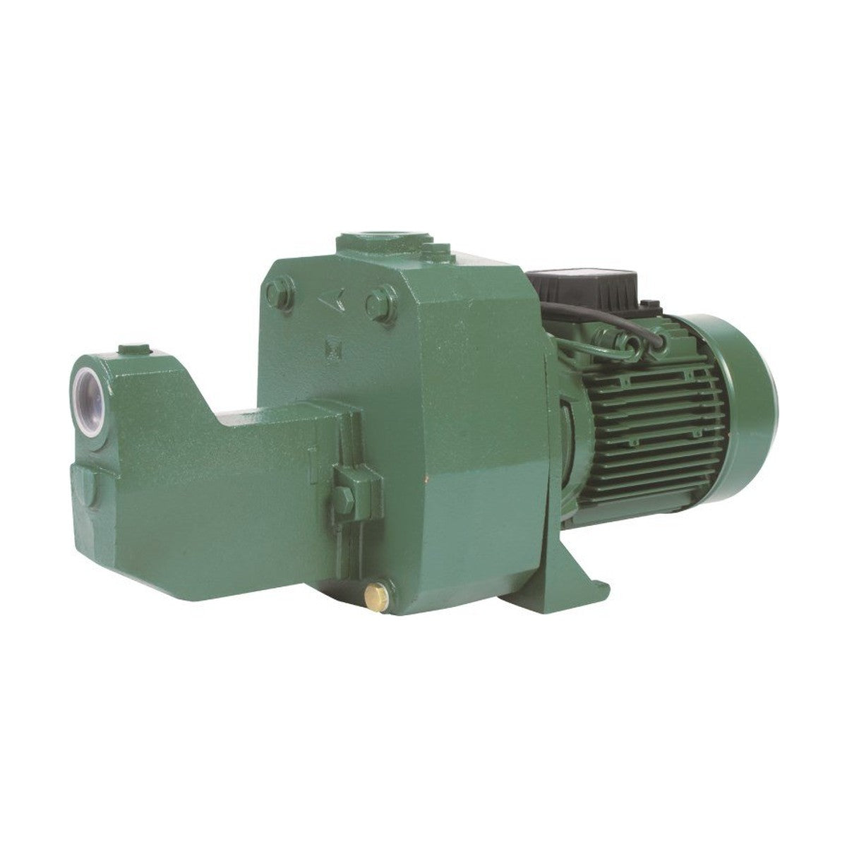DAB 251M cast iron jet pump in green, twin impeller bare pump, side view