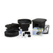 Aquascape DIY Backyard Pond Kit contents: pond skimmer, BioFalls biological filter, EcoWave pump, EPDM liner, underlay, flexible pipe and fittings