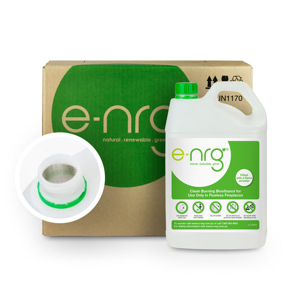 E-NRG bioethanol fuel carton for ethanol fireplaces and fire pits