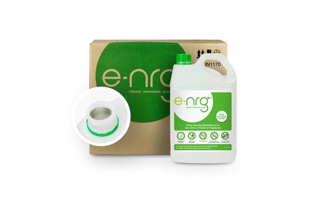 E-NRG bioethanol fuel carton for ethanol fireplaces and fire pits